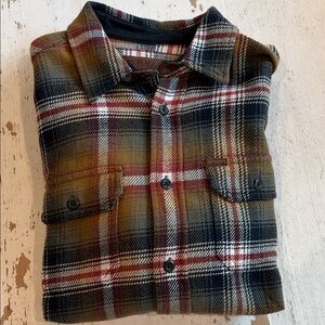 Orvis Olive, Navy & Burgundy Plaid Shirt Jacket
